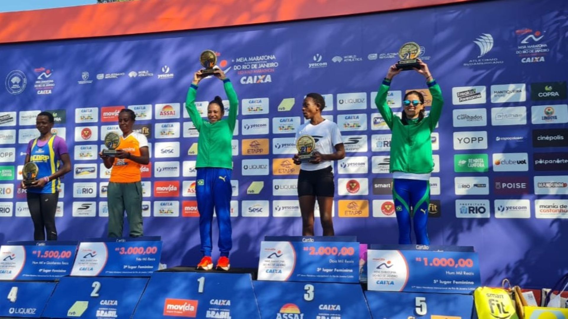 Nubia e Fábio, os campeões da meia maratona no Sul-Americano de Corridas de Rua