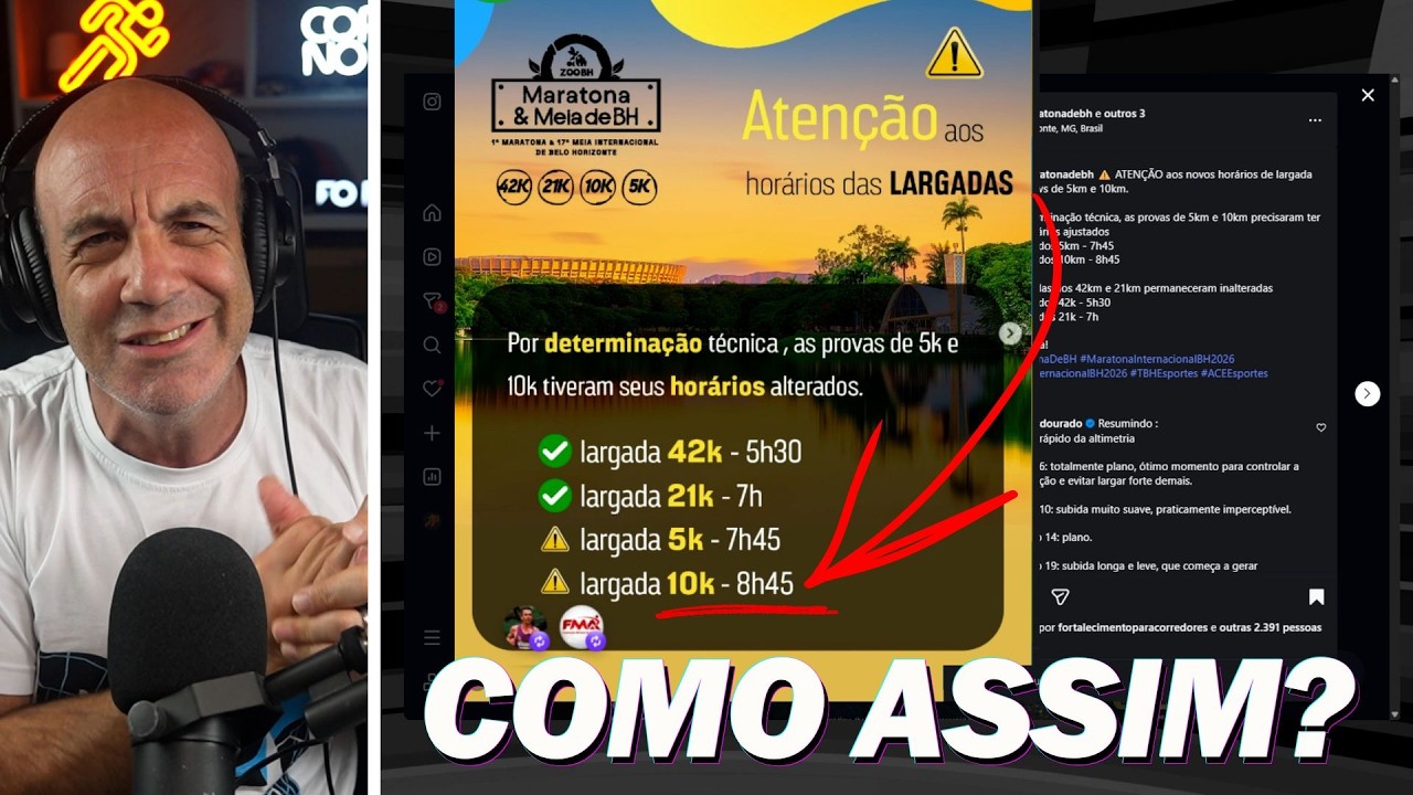 MARATONA e MEIA de BH muda HORÁRIOS e revolta corredores