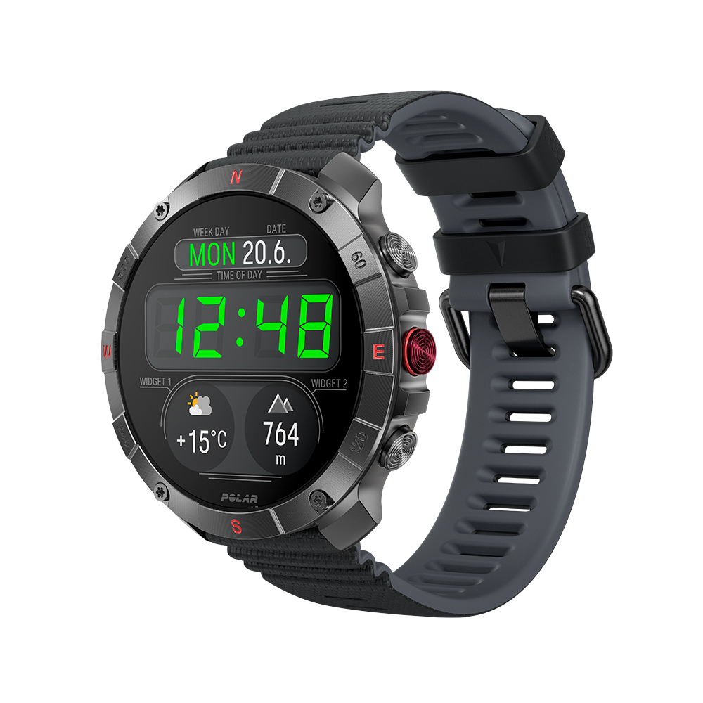 polar grit x2 pro titan night black frontleft watch sevensegment 0